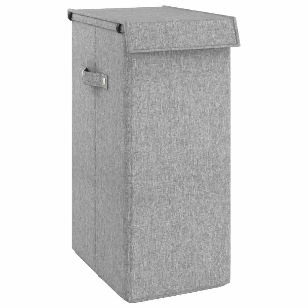 Foldable Laundry Hamper Grey 26x34.5x59.5cm Storage Basket with Handles Lid