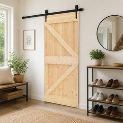 Solid Pine Wood Interior Door 90x210cm Natural Modern Minimalist Design Clean