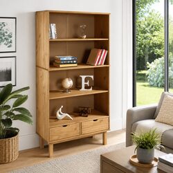 Compact Brown Bookcase with Ample Storage