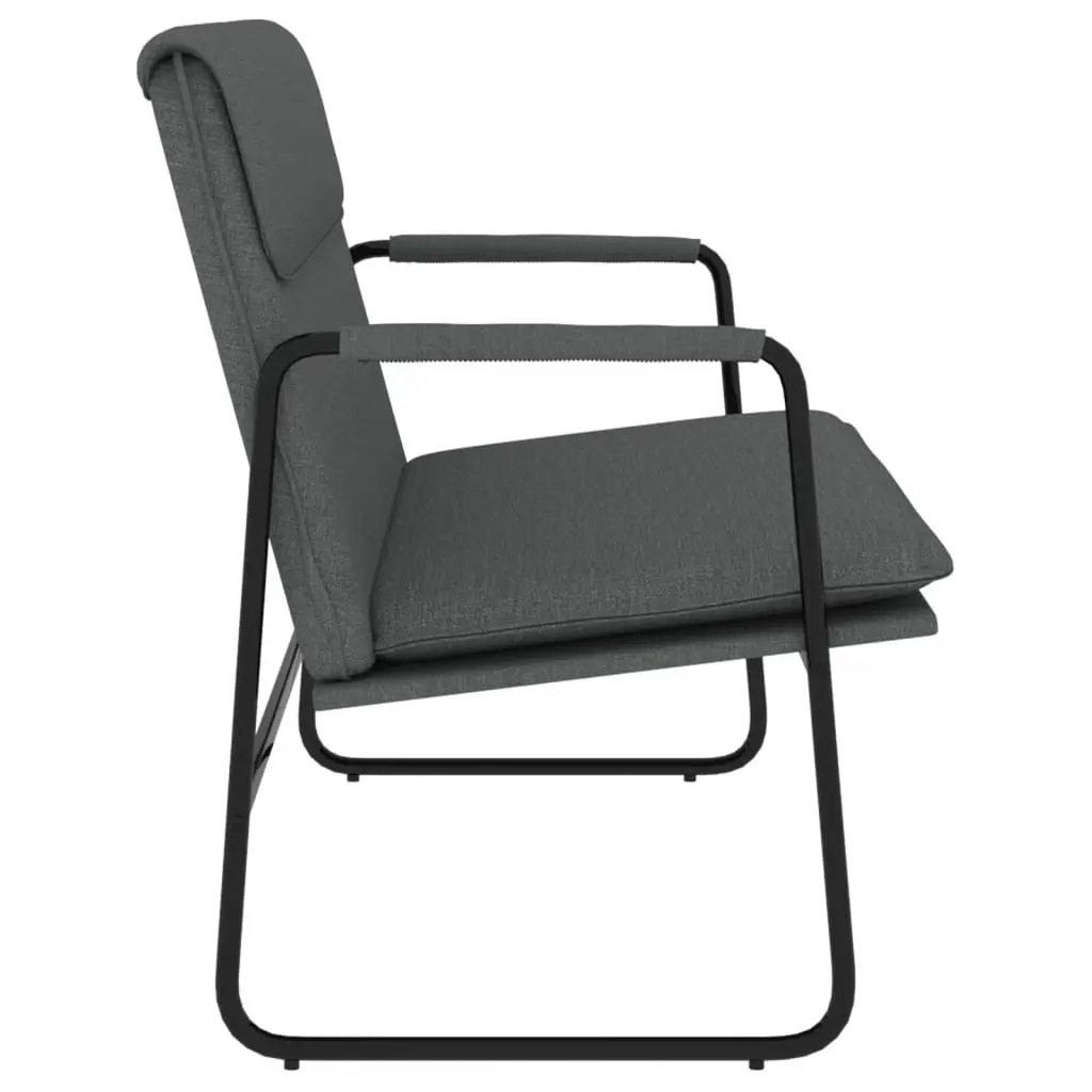 Grey Upholstered Bench Seating Deep Seat Durable Metal Frame Living Room