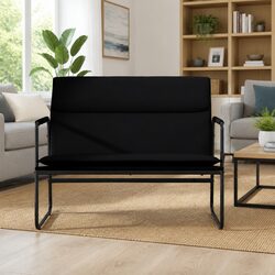 Compact Black Faux Leather Bench with Stylish Design