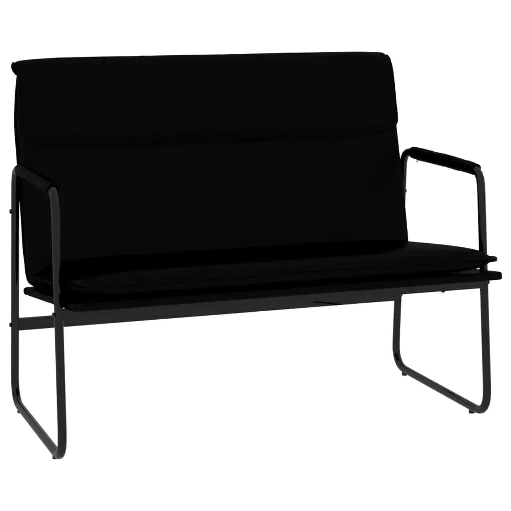 Faux Leather Bench Black Upholstered Padded Back Rest Home Furniture