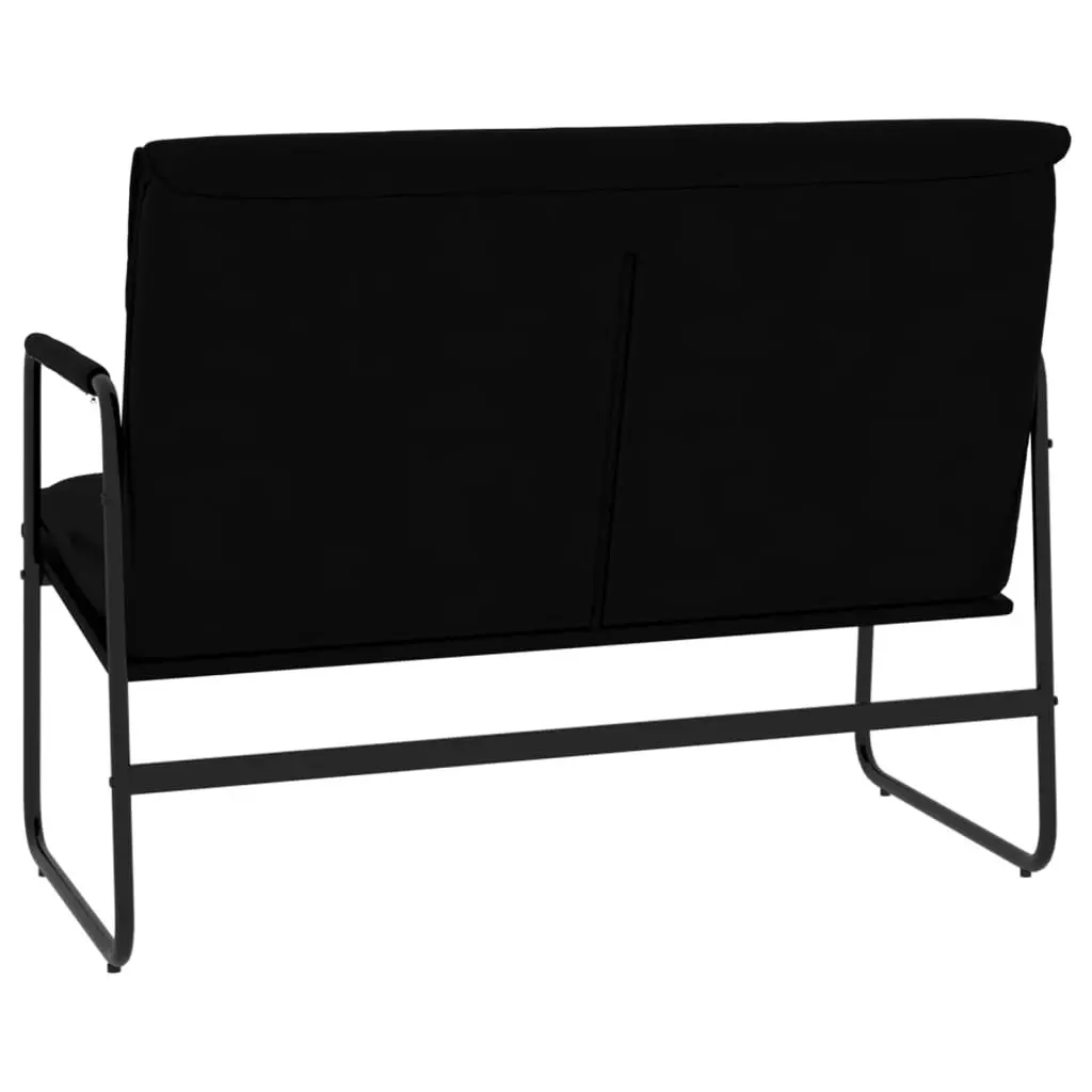 Faux Leather Bench Black Upholstered Padded Back Rest Home Furniture