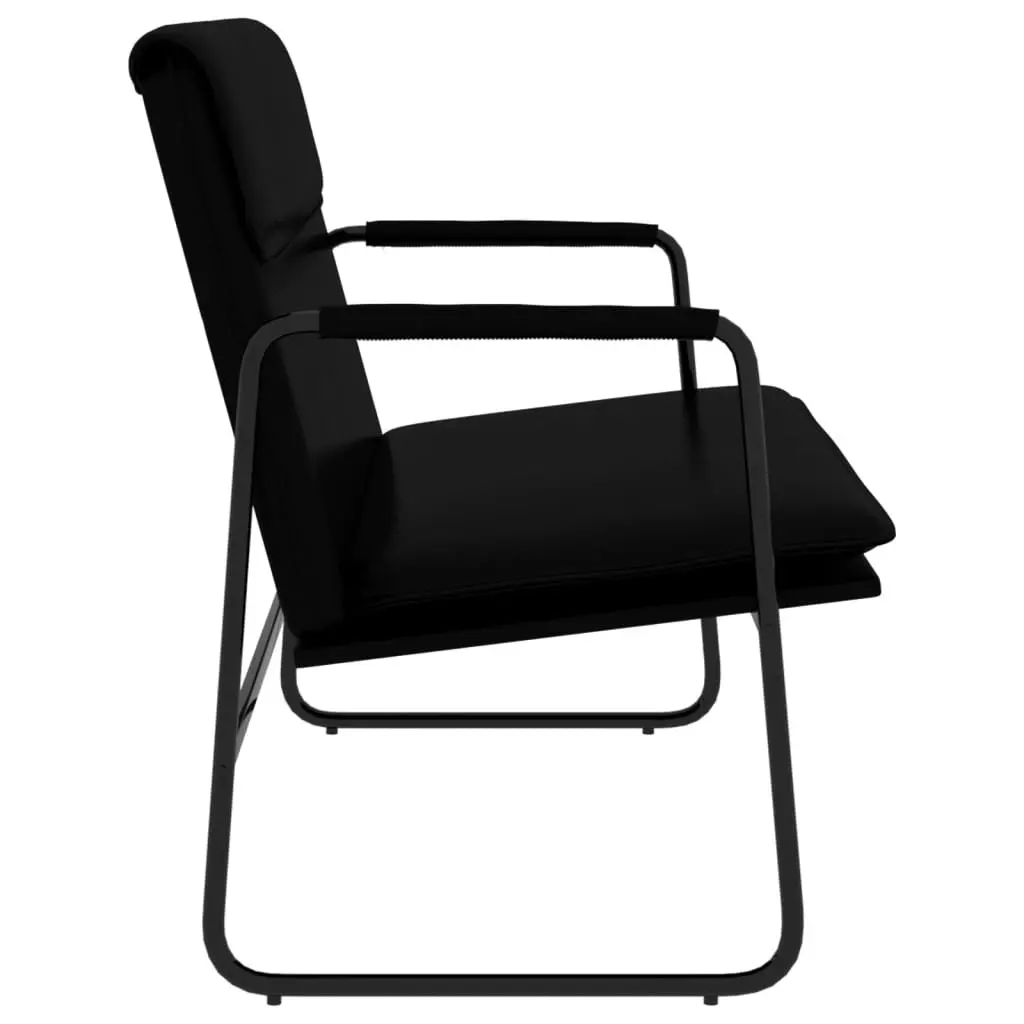 Faux Leather Bench Black Upholstered Padded Back Rest Home Furniture