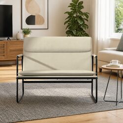 Cream Faux Leather Bench Upholstered Seating Furniture Lounge Chair Relaxation