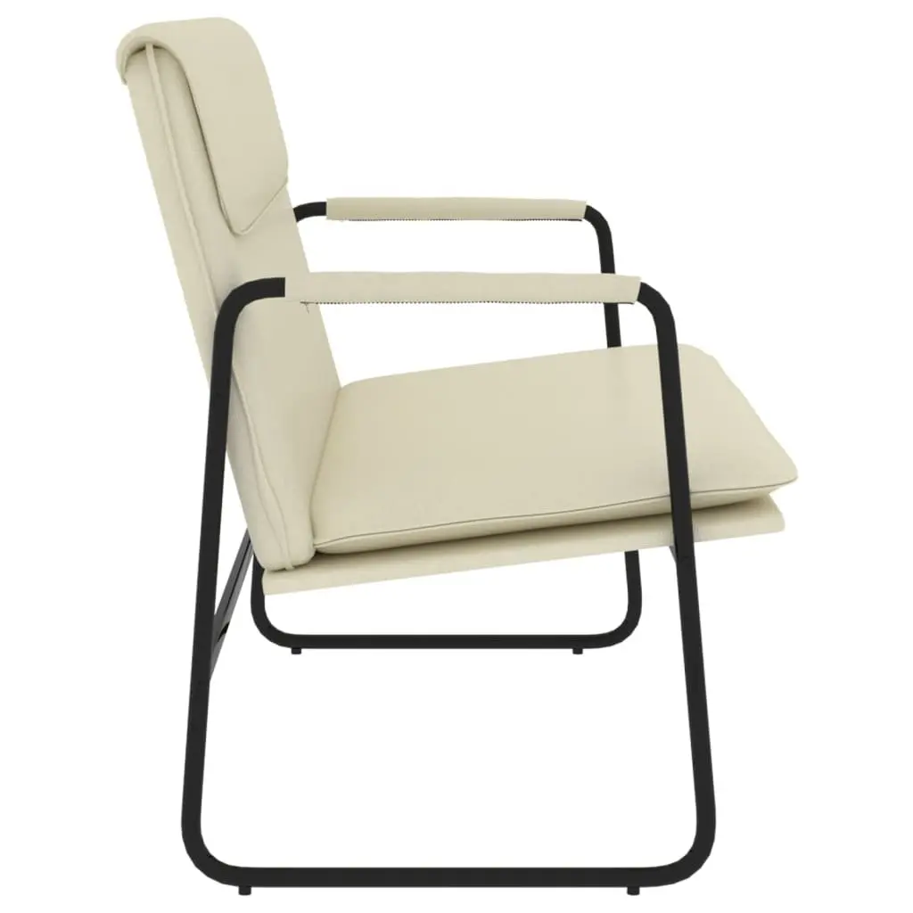 Cream Faux Leather Bench Upholstered Seating Furniture Lounge Chair Relaxation