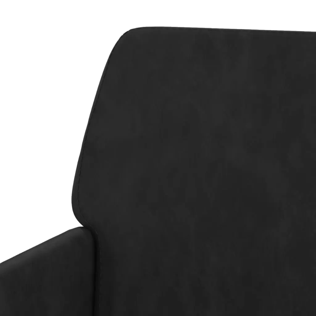 Bench Black Velvet Upholstered Seat Armrests Padded Back