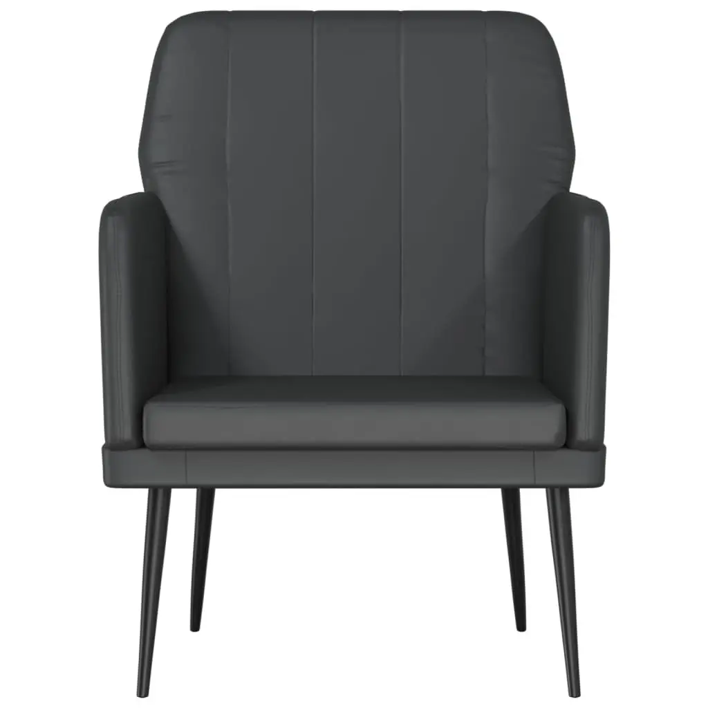 Black Faux Leather Armchair Padded Relaxation Chair for Living Room