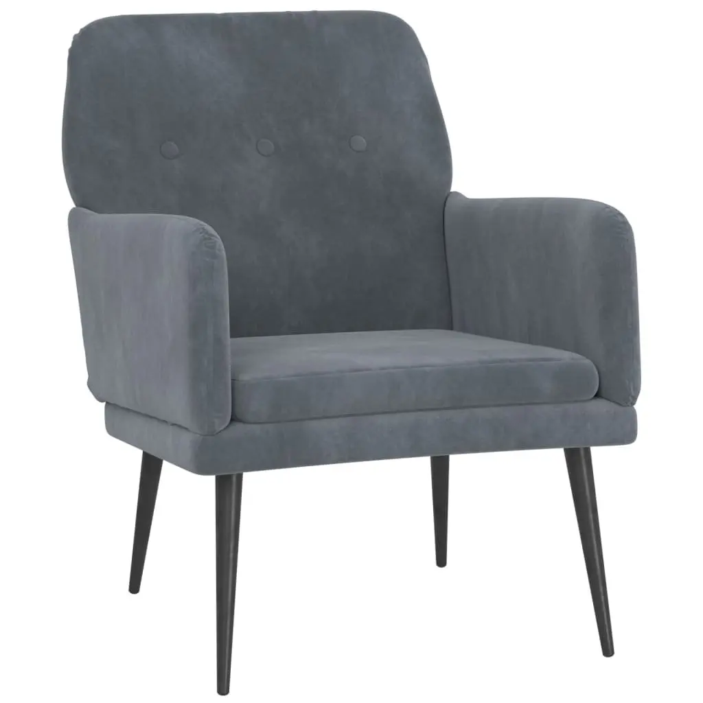 Armchair Dark Grey Velvet Upholstered Lounge Chair Relaxation