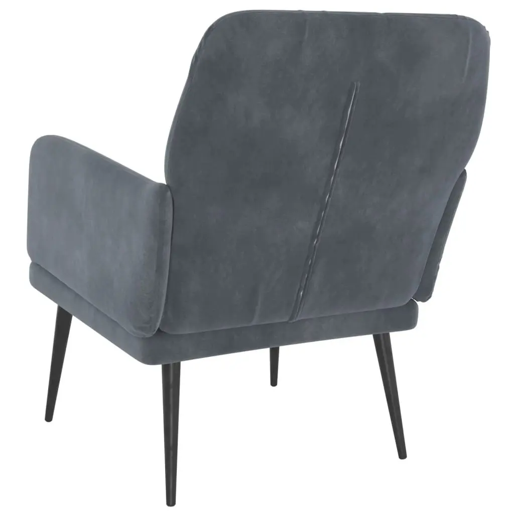 Armchair Dark Grey Velvet Upholstered Lounge Chair Relaxation