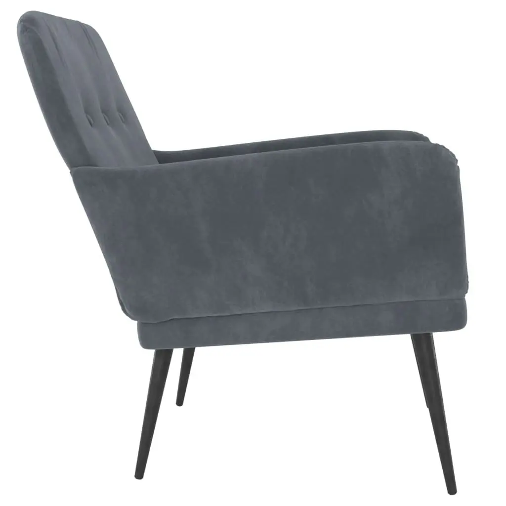 Armchair Dark Grey Velvet Upholstered Lounge Chair Relaxation