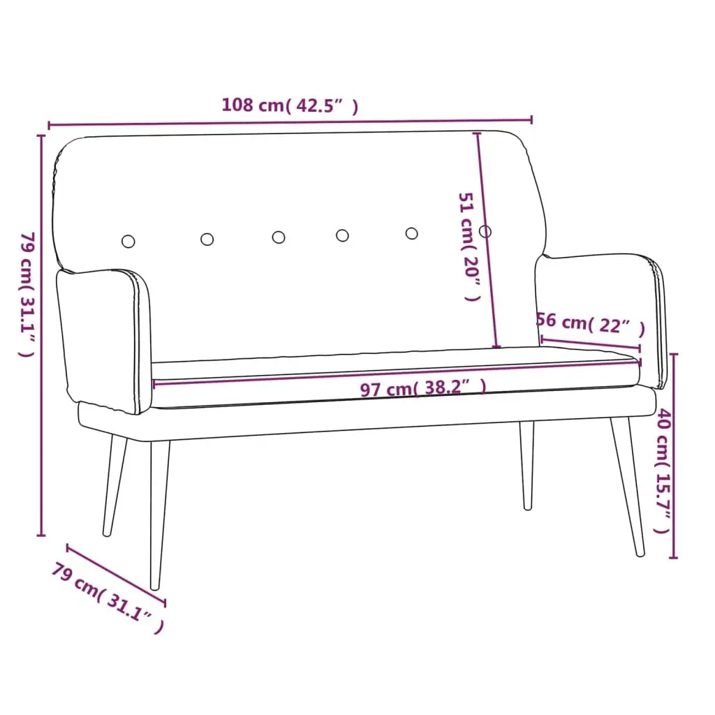 Bench Dark Grey Velvet Upholstered Seating Padded Seat Armrest Living Room Furniture