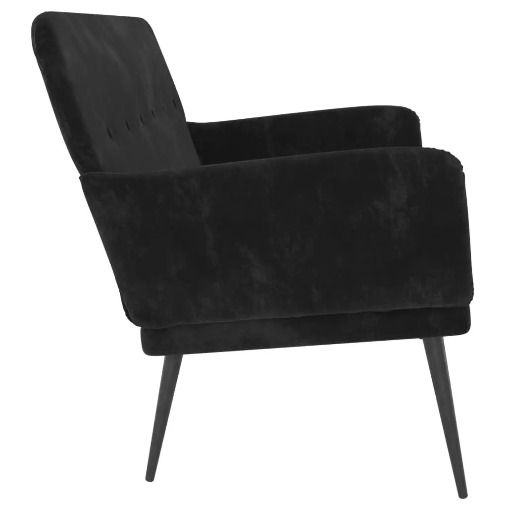 Bench Black Velvet Upholstered Armrest Padded Back Deep Seat Relaxing Furniture