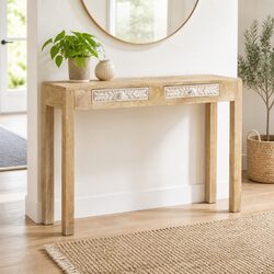 Compact Console Table with Unique Mango Wood Grain
