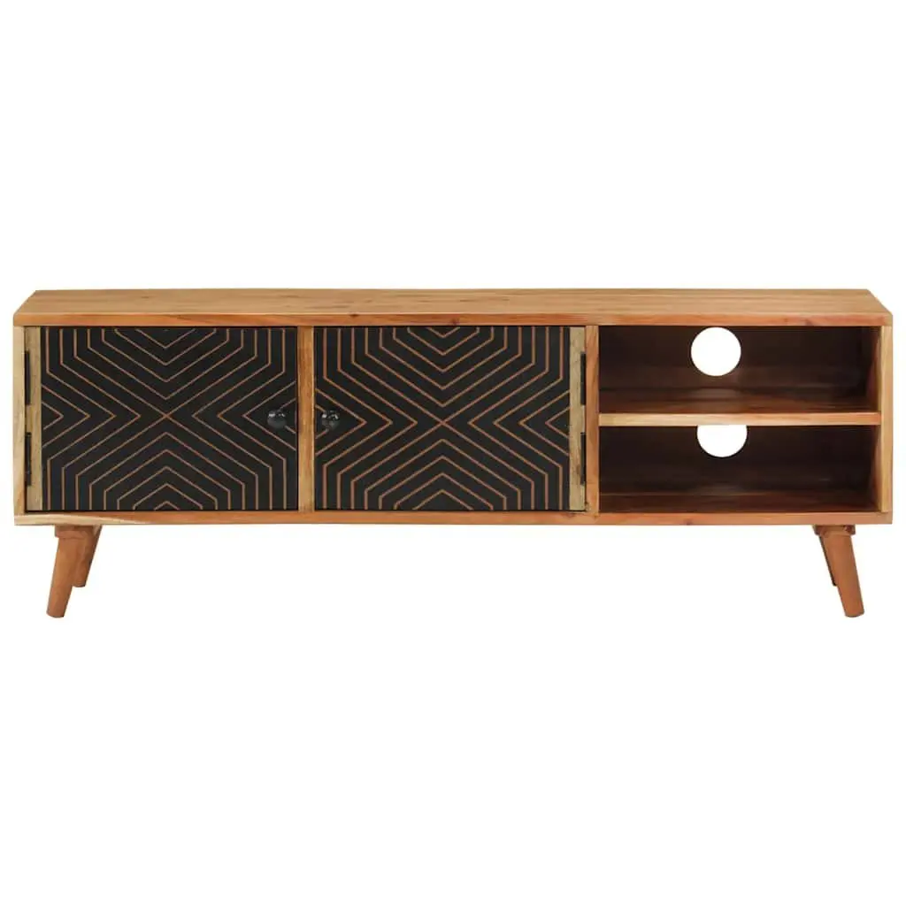 TV Cabinet Brown 112x30x40 cm Solid Wood Acacia Storage Unit Media Stand