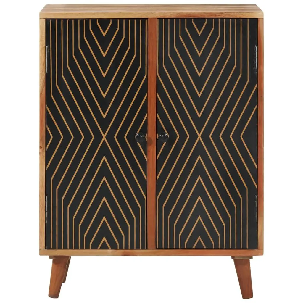 Solid Wood Sideboard Storage Cabinet Brown 60W x 35D x 74H cm Multiple Compartments with Doors