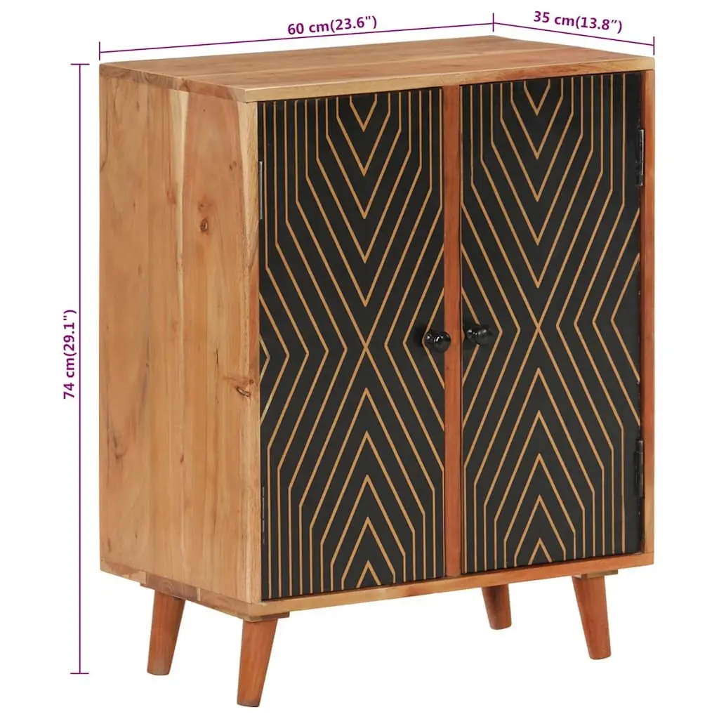 Solid Wood Sideboard Storage Cabinet Brown 60W x 35D x 74H cm Multiple Compartments with Doors