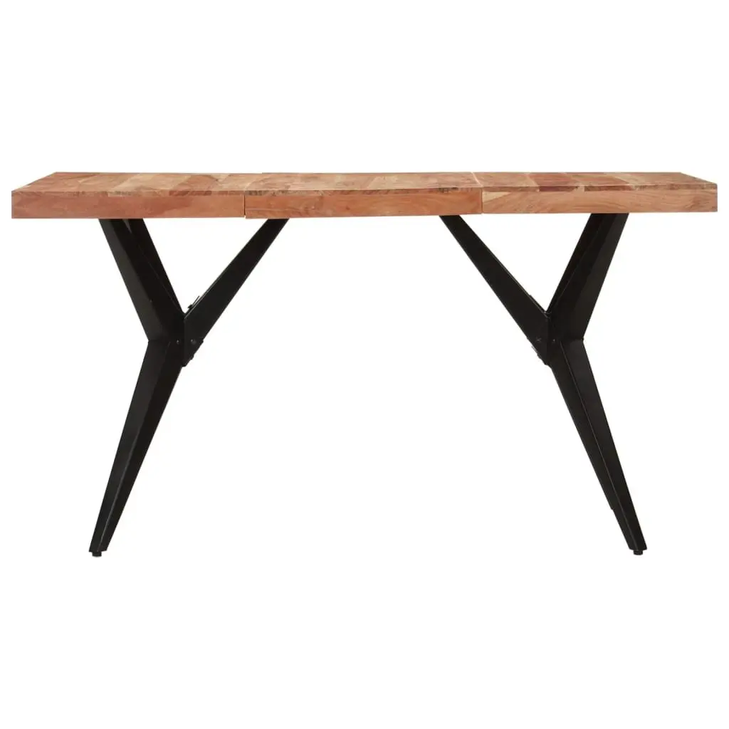 Dining Table Black 140x70x76cm Solid Acacia Wood Industrial Style Kitchen Furniture