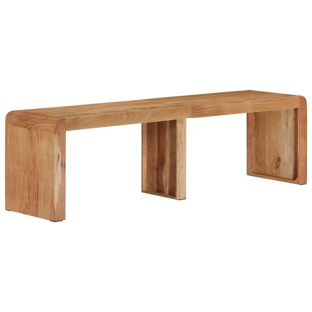 Wooden Bench Brown 160x38x45 cm Solid Acacia Rustic Farmhouse Style Seating Furniture