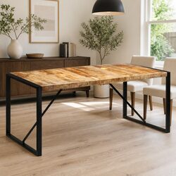 Dining Table 175x90x76 cm Solid Mango Wood Kitchen Furniture Brown Sturdy Frame