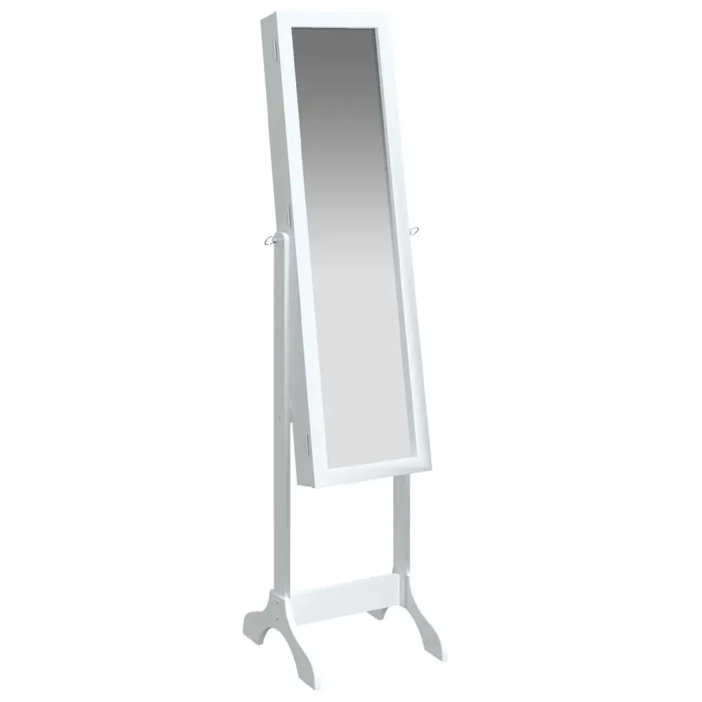 Free-Standing Floor Mirror White Engineered Wood Storage for Hallway Bedroom Dressing Room