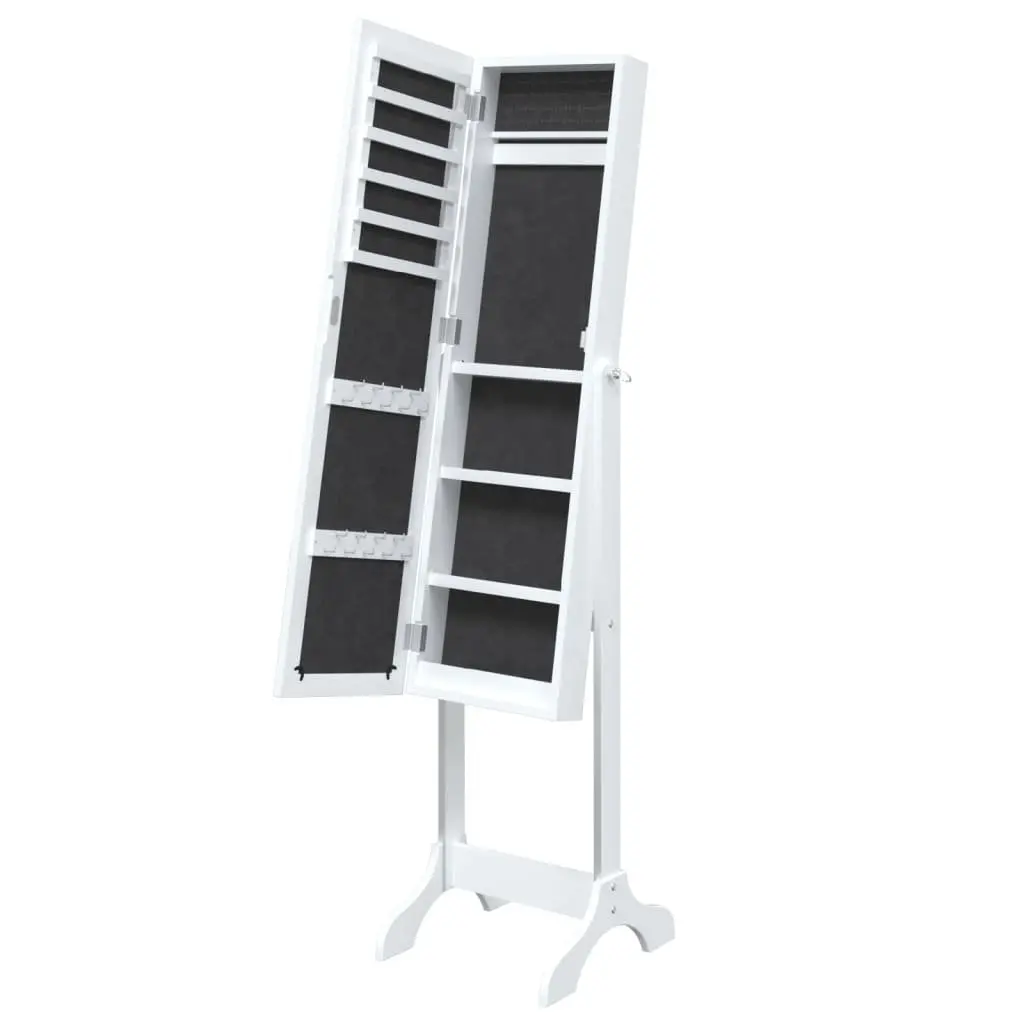 Free-Standing Floor Mirror White Engineered Wood Storage for Hallway Bedroom Dressing Room