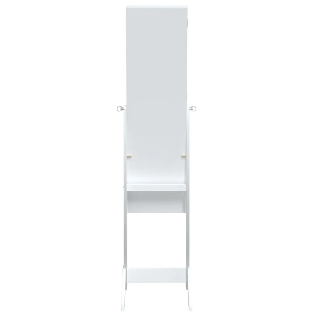 Free-Standing Floor Mirror White Engineered Wood Storage for Hallway Bedroom Dressing Room