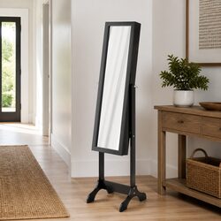Free-Standing Black Mirror with Storage