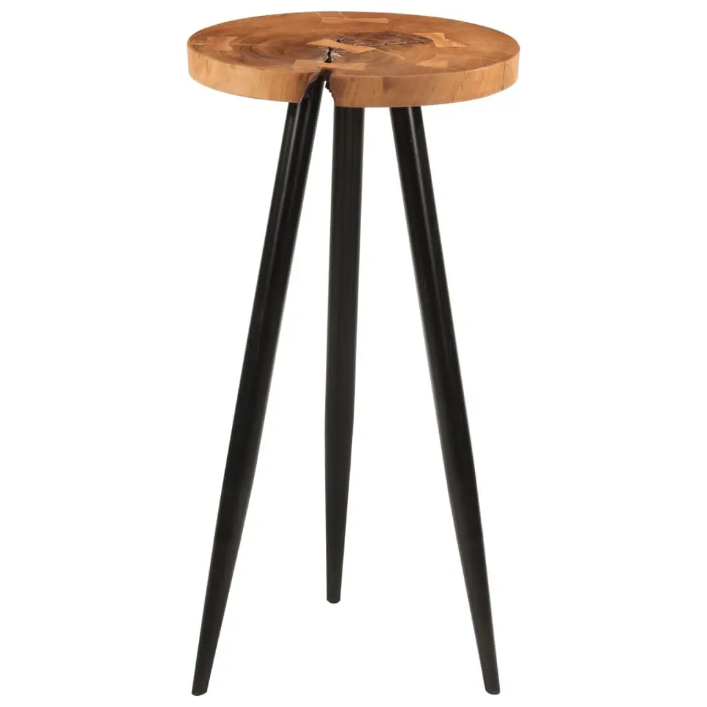 Log Bar Table Brown 53 cm Solid Acacia Wood Top with Iron Legs Industrial Style