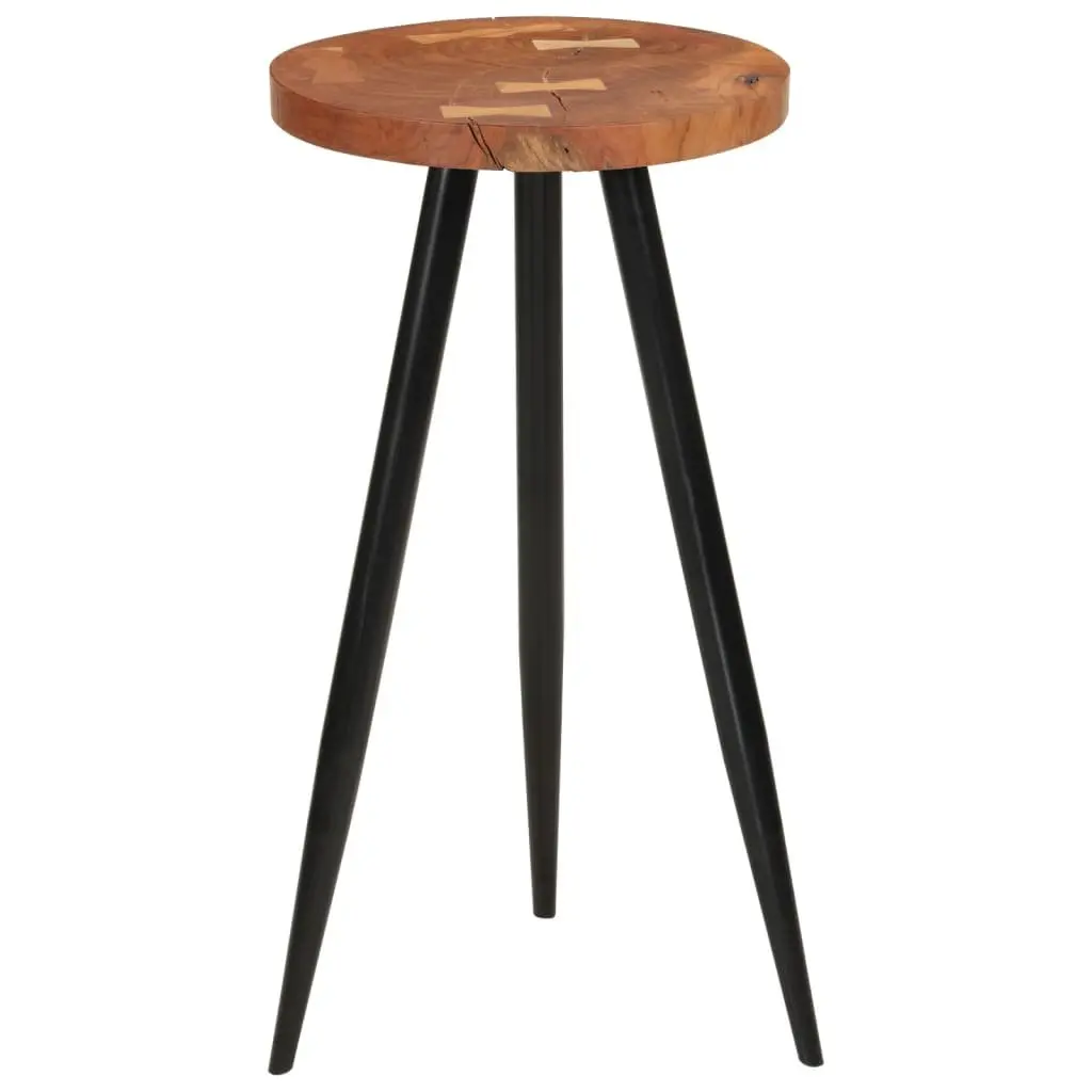 Log Bar Table Brown 53 cm Solid Acacia Wood Top with Iron Legs Industrial Style