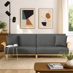 Grey Fabric Sofa Bed with Adjustable Backrest for Comfort