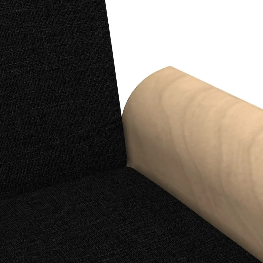Sofa Bed Black Fabric Adjustable Backrest Armrests