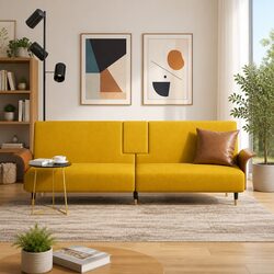 Yellow Velvet Sofa Bed