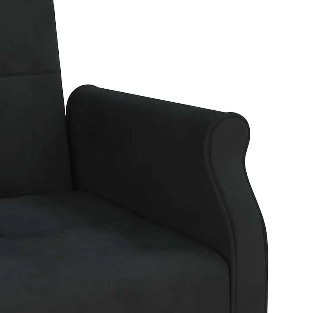 Sofa Bed Black Velvet Adjustable Backrest Cushioned Support Guest Sleeper Couch