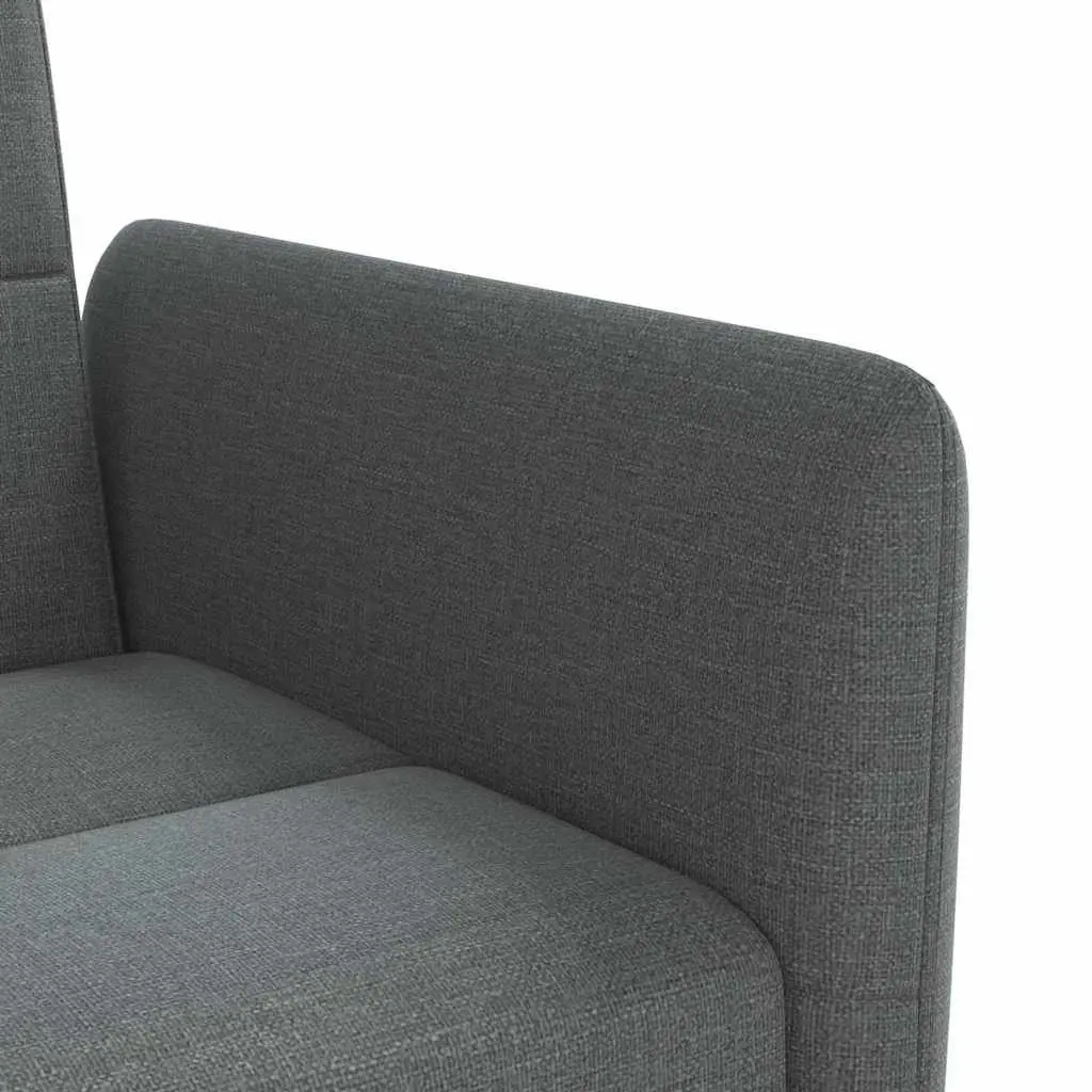 Sofa Bed Grey Fabric Foldable Tea Table Adjustable Backrest with Cup Holders