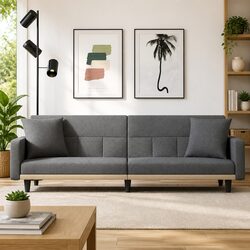 Concise Grey Fabric Sofa Bed for Easy Living