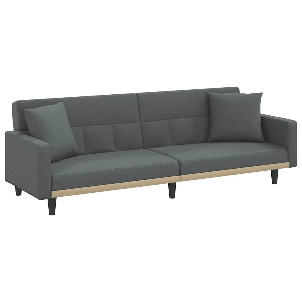 Sofa Bed Grey Fabric Adjustable Backrest with Cushions for Living Room and Guest Accommodation