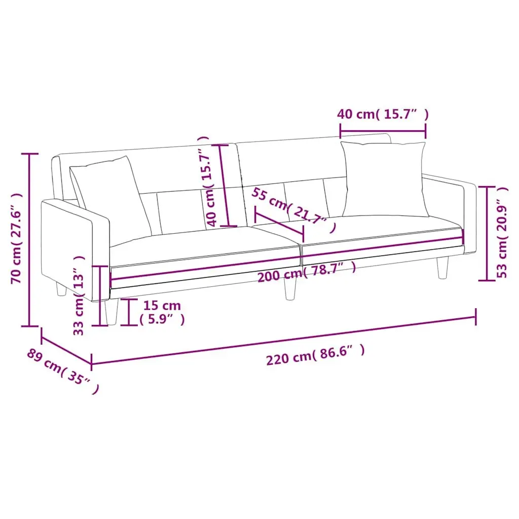 Sofa Bed Grey Fabric Adjustable Backrest with Cushions for Living Room and Guest Accommodation