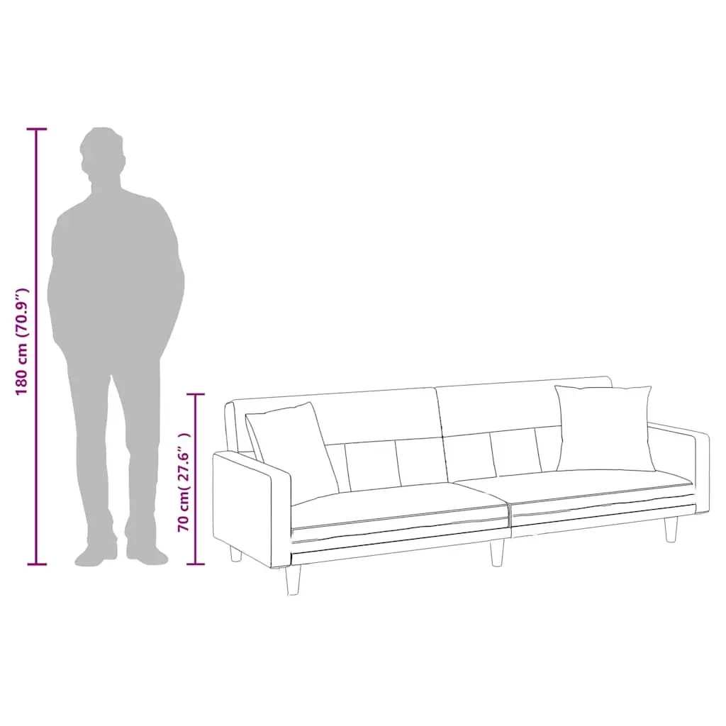 Sofa Bed Grey Fabric Adjustable Backrest with Cushions for Living Room and Guest Accommodation