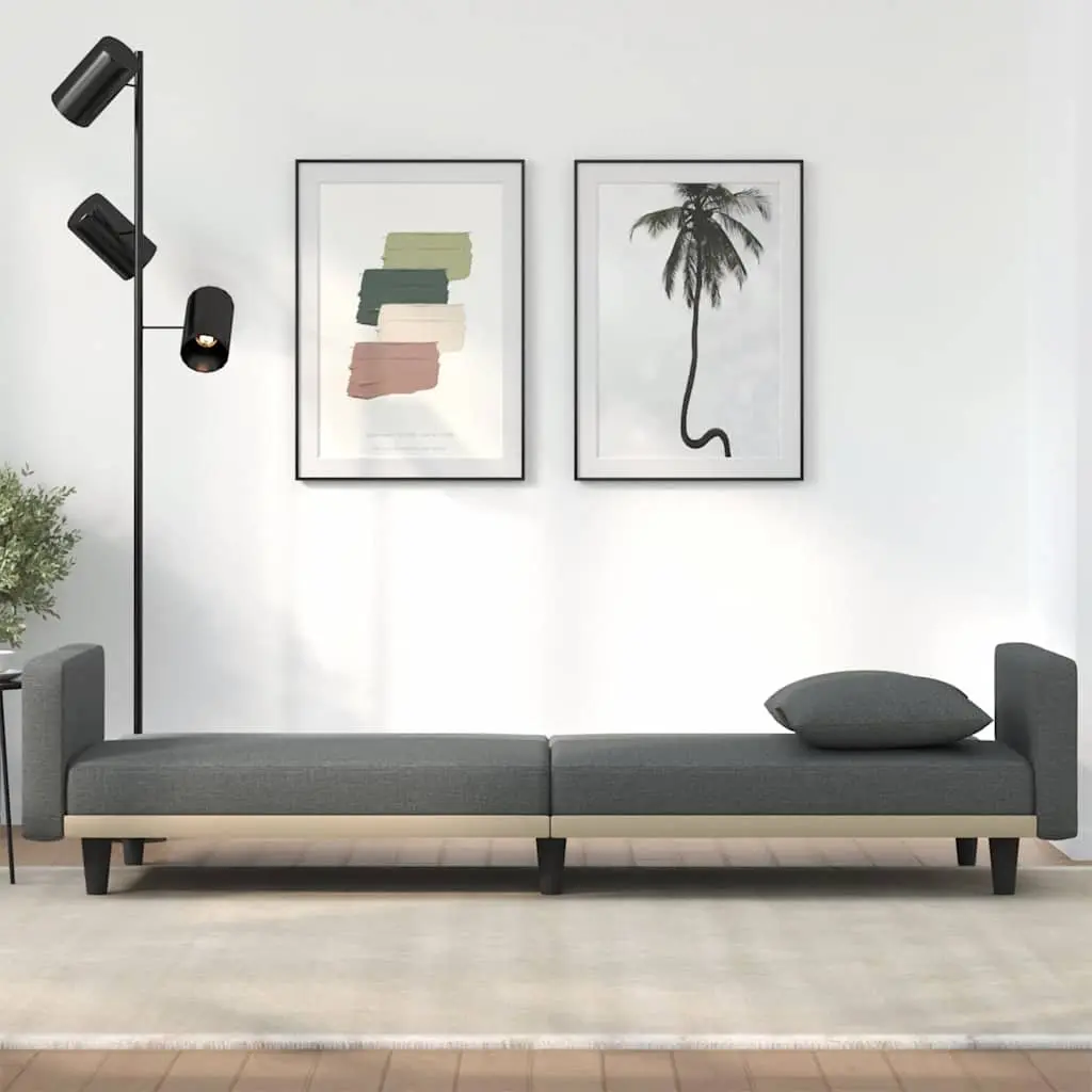 Sofa Bed Grey Fabric Adjustable Backrest with Cushions for Living Room and Guest Accommodation