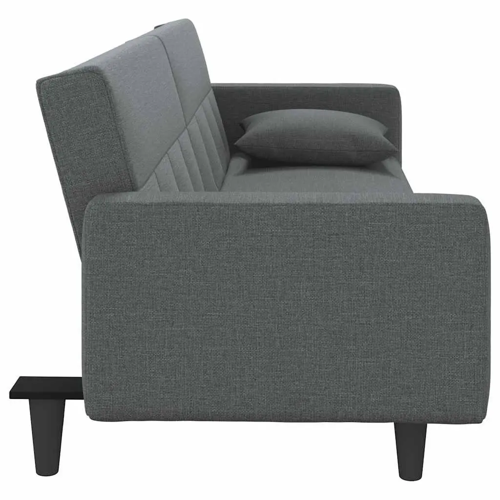 Sofa Bed Grey Fabric Adjustable Backrest with Cushions for Living Room and Guest Accommodation