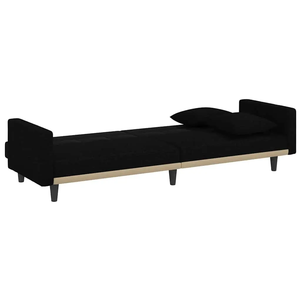 Sofa Bed Black Fabric Adjustable Backrest