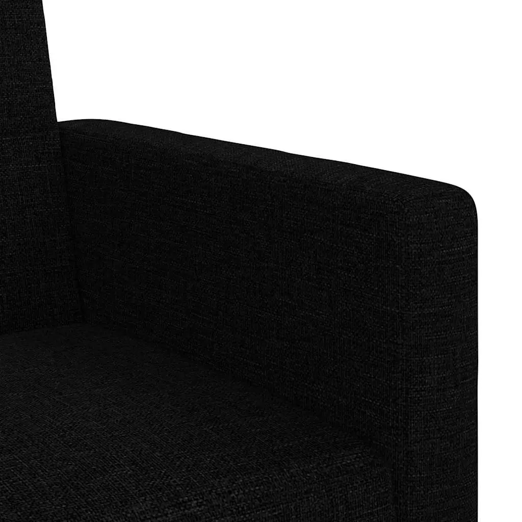 Sofa Bed Black Fabric Adjustable Backrest