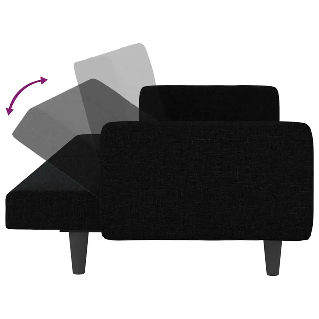 Sofa Bed Black Fabric Adjustable Backrest