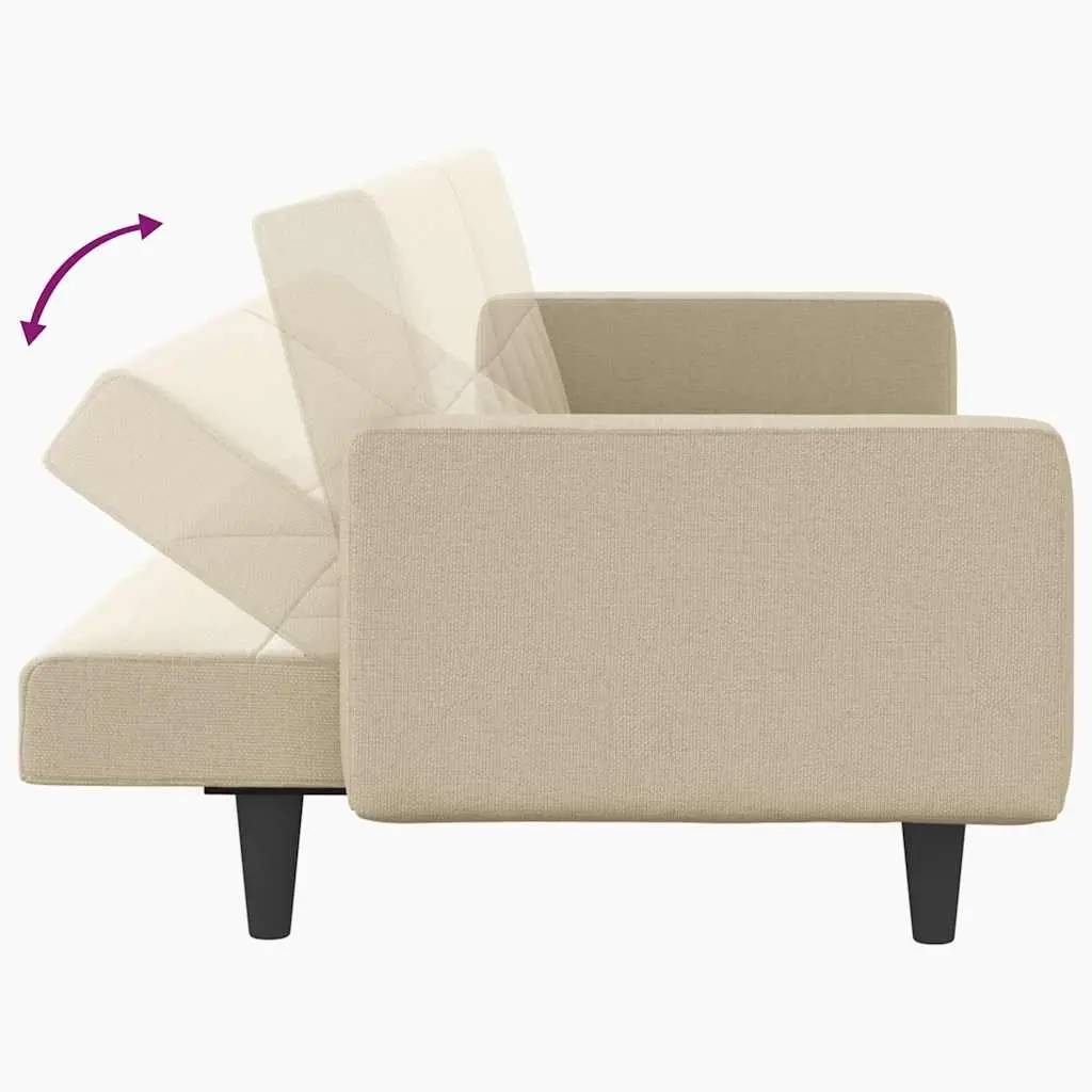 Cream Fabric Sofa Bed Adjustable Backrest Sleeper Couch with Cushions