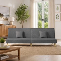 Grey Sofa Bed with Backrest Adjustment