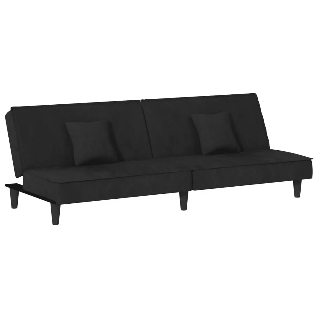 Sofa Bed Black Velvet Adjustable Backrest
