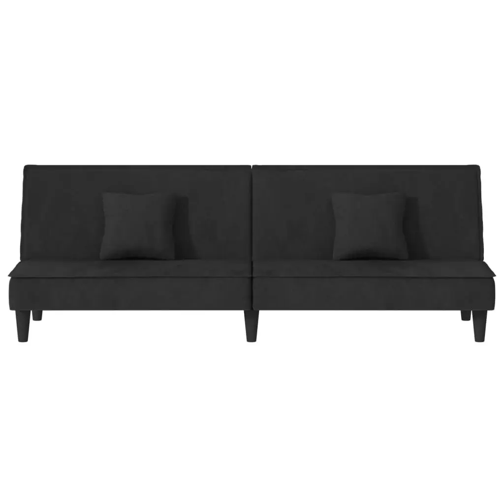 Sofa Bed Black Velvet Adjustable Backrest
