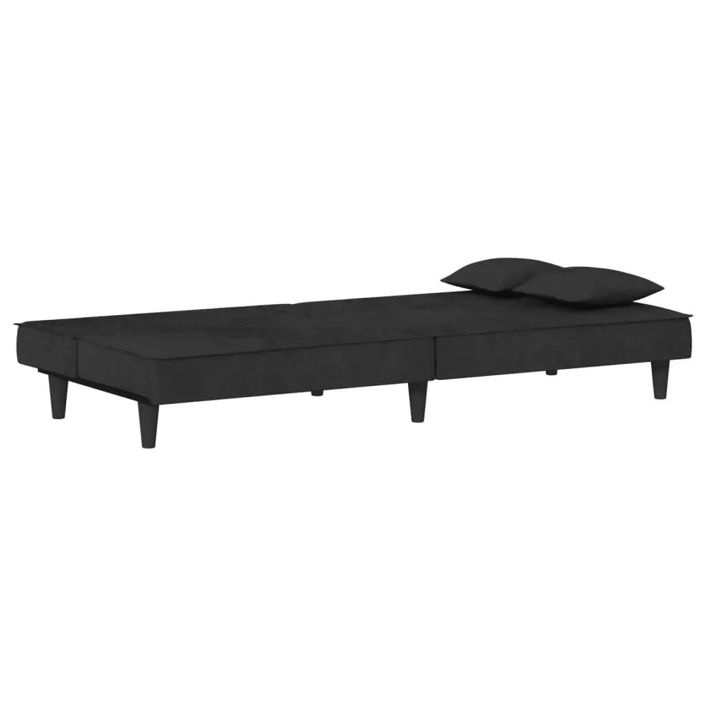 Sofa Bed Black Velvet Adjustable Backrest