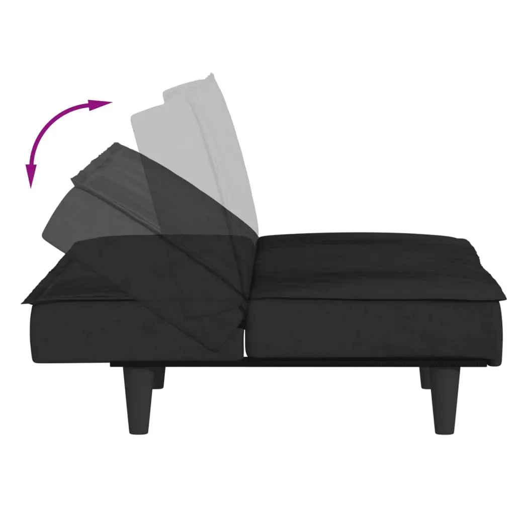 Sofa Bed Black Velvet Adjustable Backrest